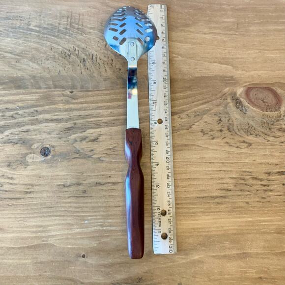 Cutco No 13 Slotted Serving Spoon Stainless Marbled Brown Handle Vintage USA - Picture 2 of 7